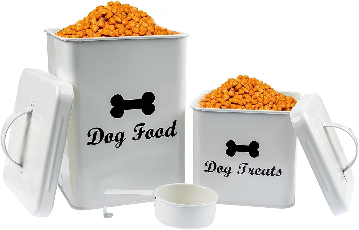 MSYU Dog Food and Treats Storage tin Containers Set with Scoop for Dogs