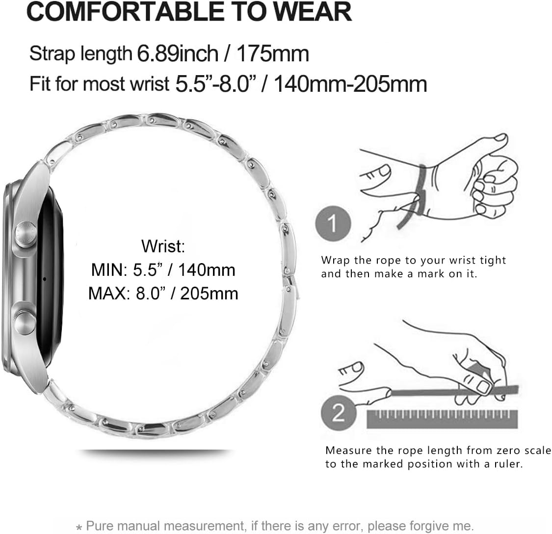 Bands Compatible with Samsung Galaxy Watch 3 (41mm), 20mm Luxury Diamond Stainless Steel Metal Bracelet with Rhinestone Bezel Ring Case Cover Replacement for Women Men - Image 6