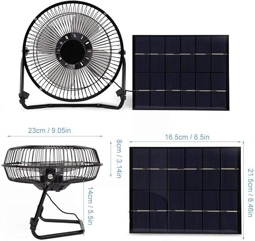 Miniatura 9 de Mini ventilador portátil alimentado por panel solar USB de 5.2 W para ventilación de refrigeración al aire libre hogar viajes navegación pesca