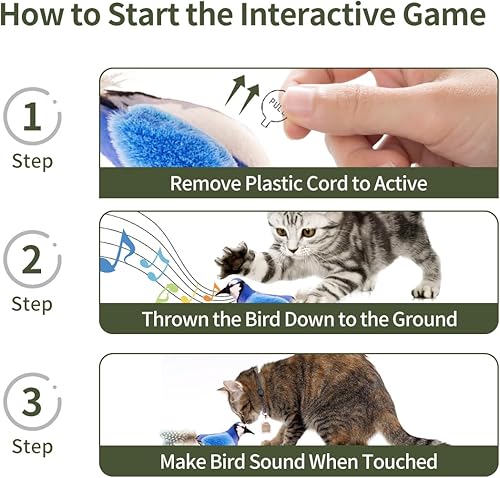 Miniatura 7 de Los juguetes para gatos con hierba gatera satisfacen la instinción natural de caza del gato para interiores, juguetes de plumas interactivos con