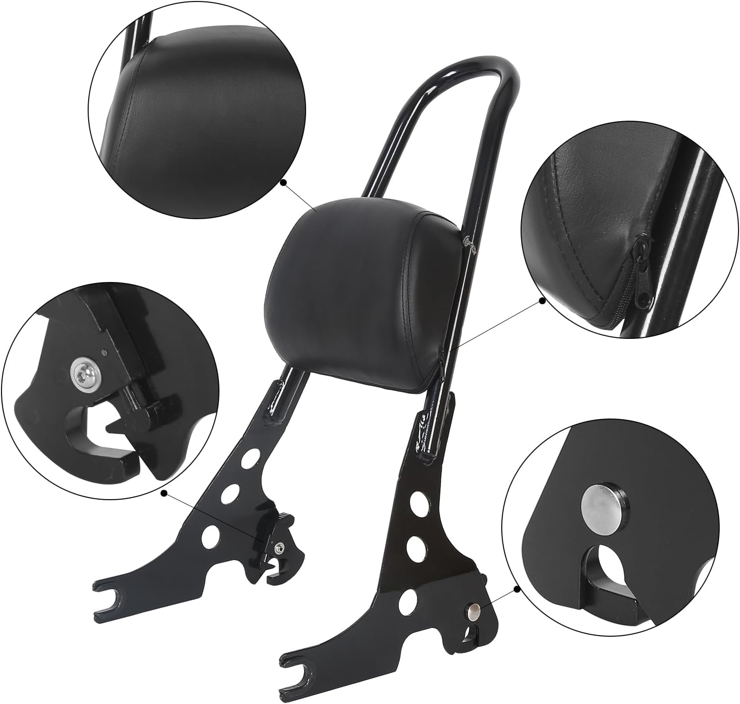 Passenger Backrest Pad Sissy Bar Cushion Fit for 2004&up Harley Sportster XL XLH 883 1200 Black Detachable