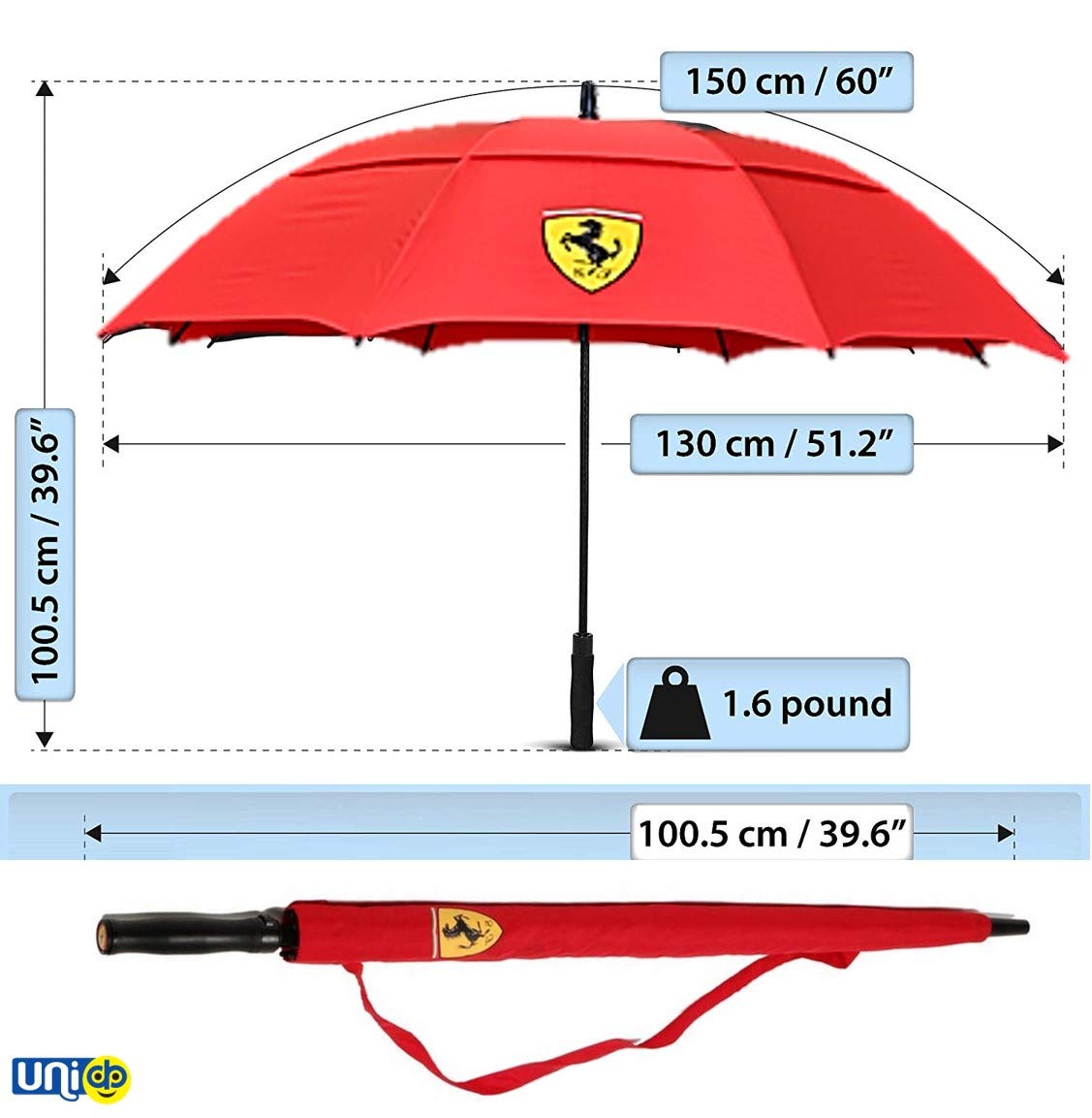 sonilex Selling Uniqness UNIq Ferrai Golf Umbrella 60 Inch Double Canopy Vented Large Oversize Windproof Waterproof Automatic Open Stick Umbrellas 3