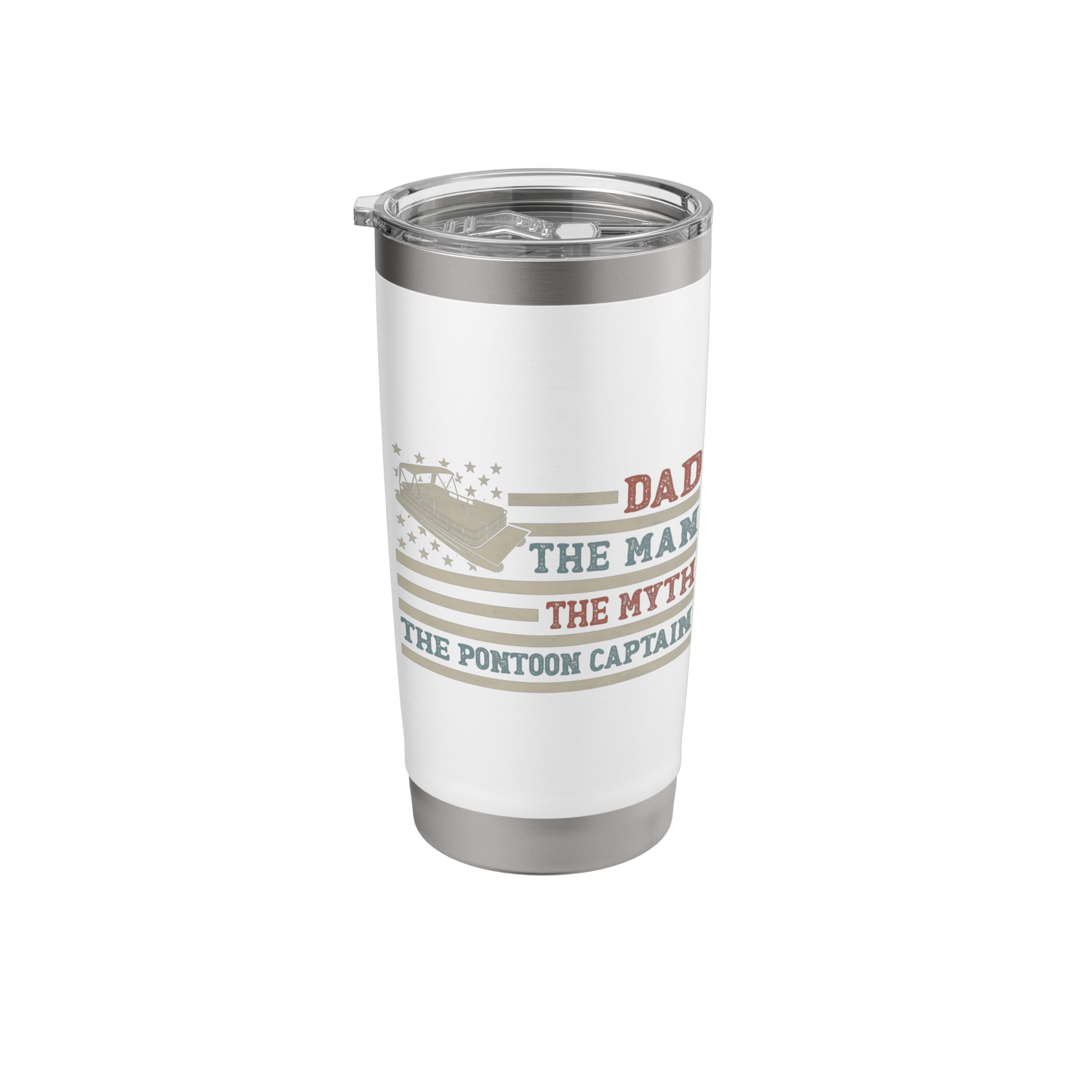 Dad Man Myth Pontoon Captain Boat Father's Day USA Flag Men Stainless Steel Insulated Tumbler