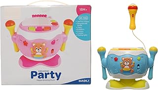 High Quality Joyful Rotating Drum (Pink Blue Monochrome) Fun Musical Toy for Kids with Interactive Rotating Features - Multicolor