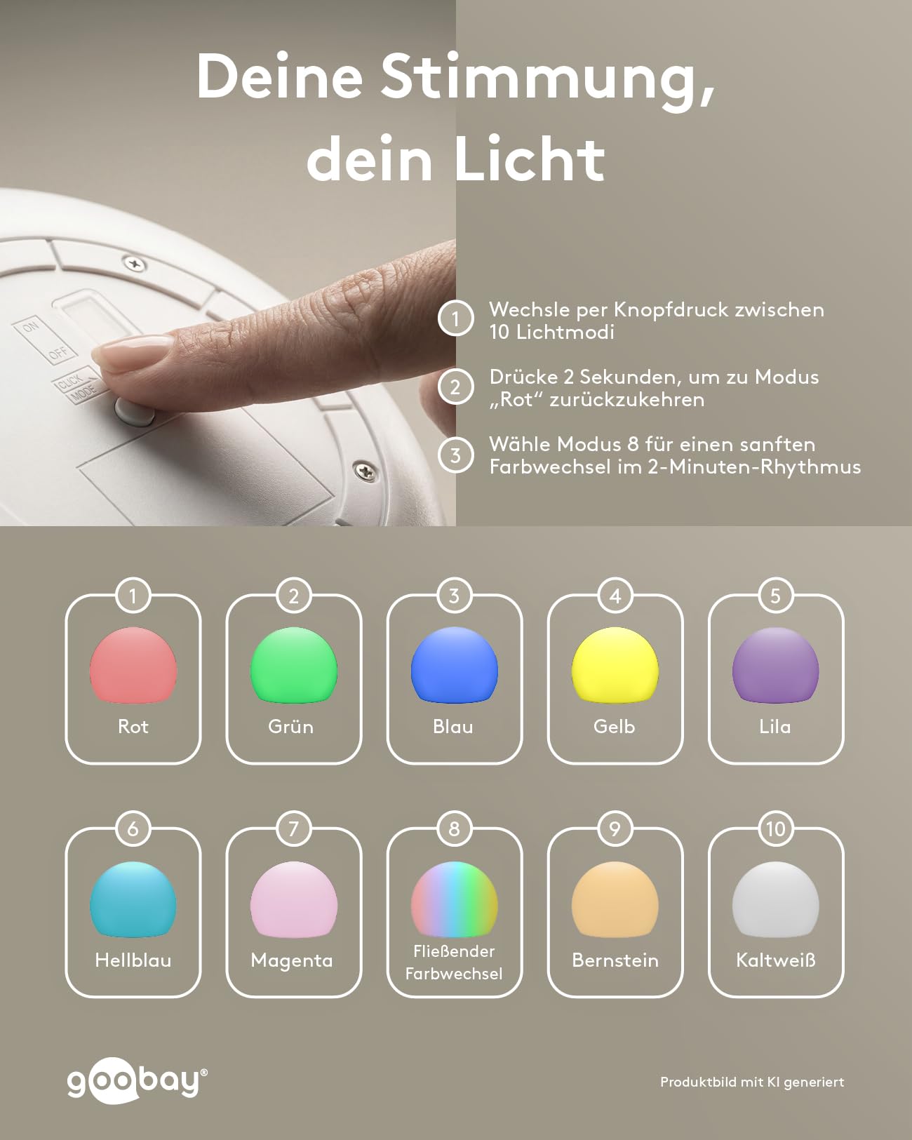 goobay LED Solarkugel 2er Set 20 cm - RGB Leuchtkugel für Außen, Winterfest IP44, Wetterfest | Solarleuchte, Deko Lampe für Terrasse, Balkon, Garten | Stimmungslicht mit 10 Leuchtmodi und Erdspieß