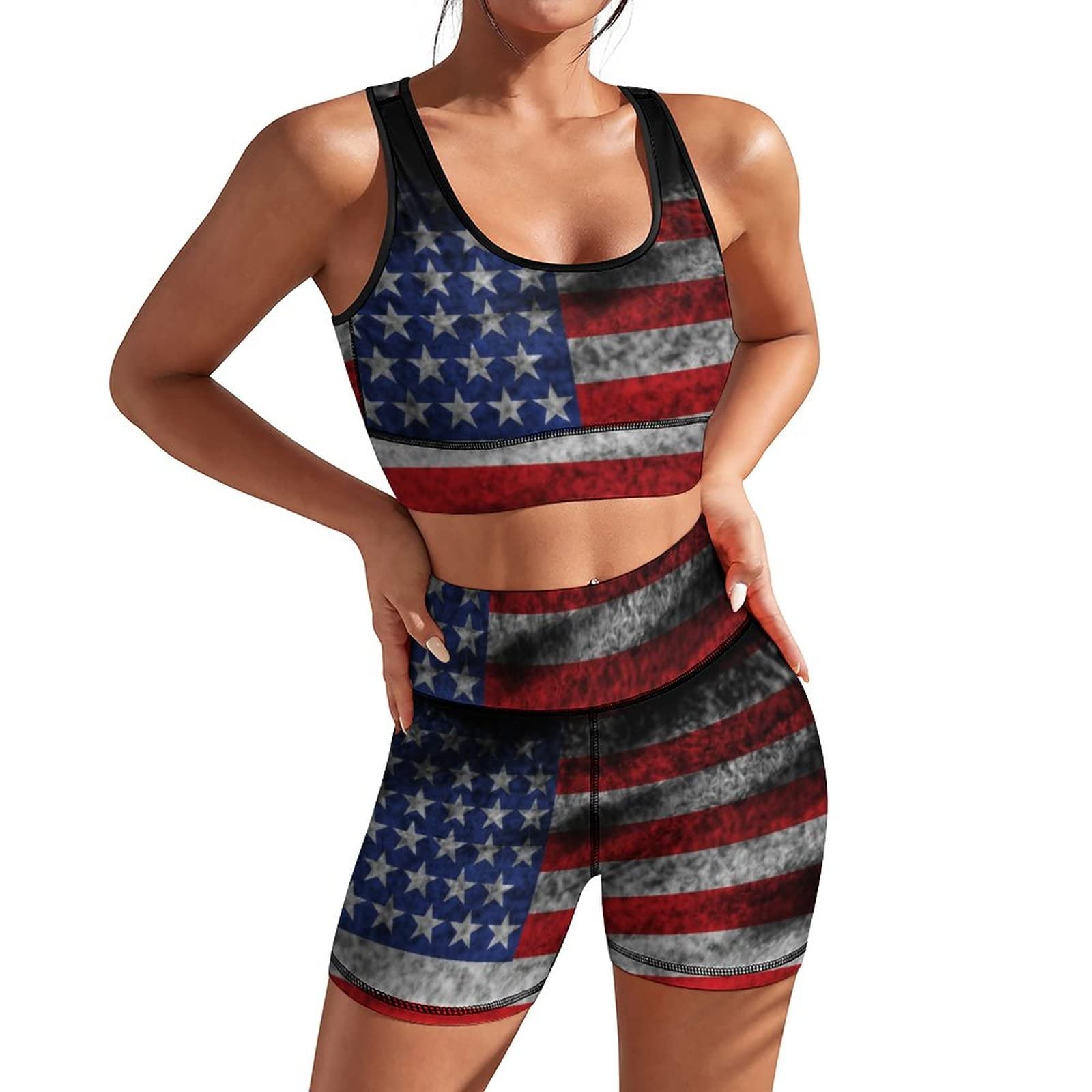 AuHomea Women's Seamless Workout Set 2 Piece Yoga Outfits Active Shorts Sexy Sports Bra for Women