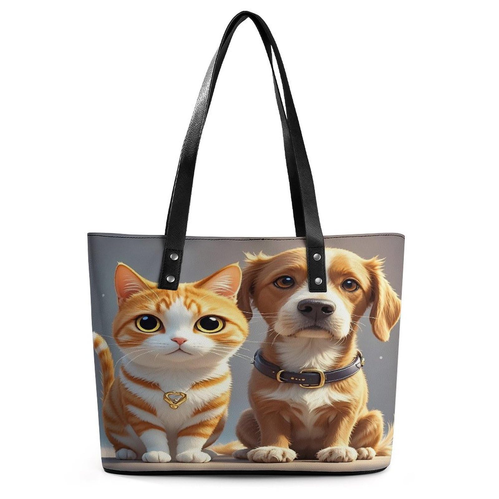 Cats And Dogs Handbag for Women Leather Tote Bag Exquisite Satchel Bags for Leather Ladies Handbag