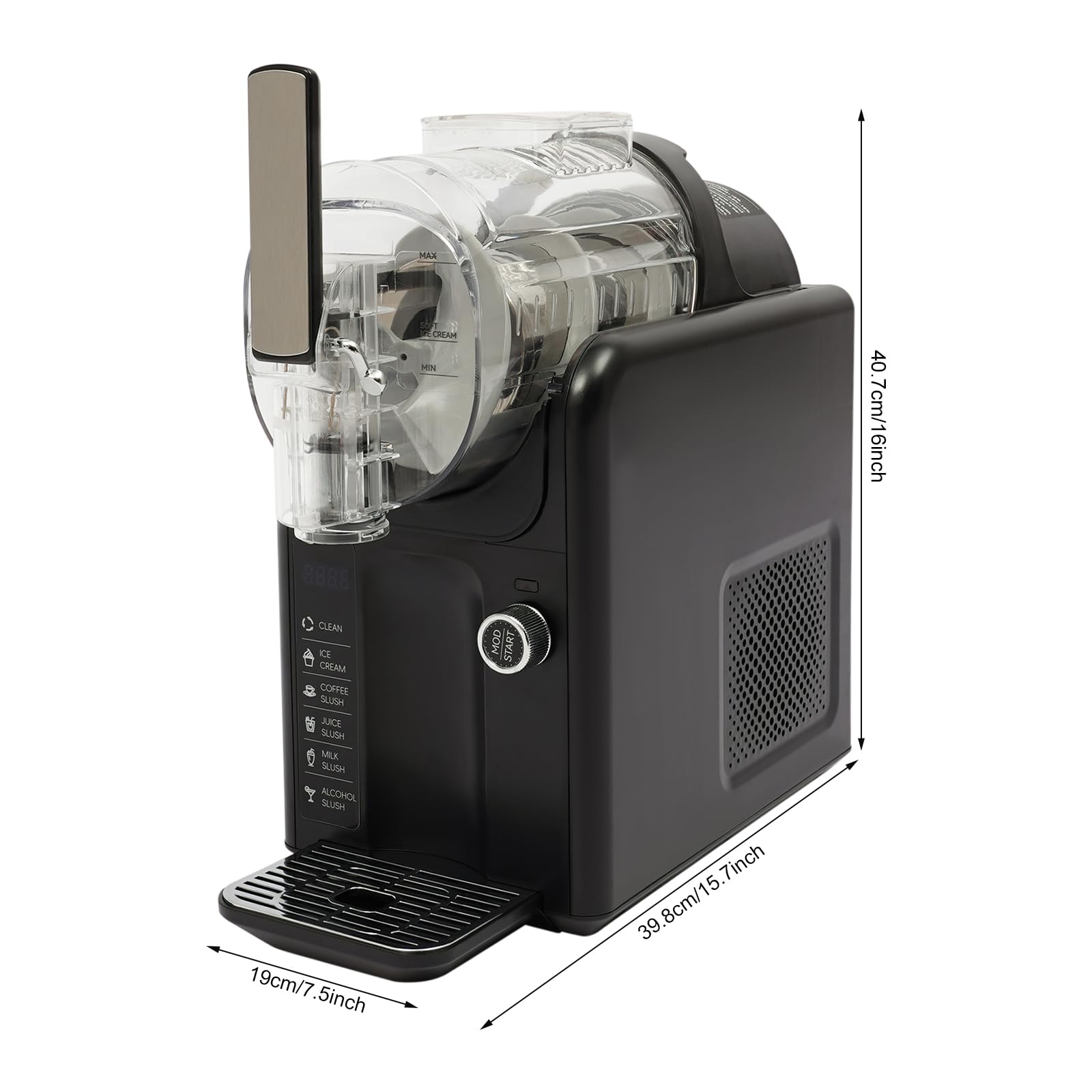 Máquina de granizado de 2 litros, 5 en 1 con pantalla LED, 6 programas para granizados, cócteles, batidos, helados y frappés, autolimpiante, no requiere hielo, ideal para casa y fiestas, color negro