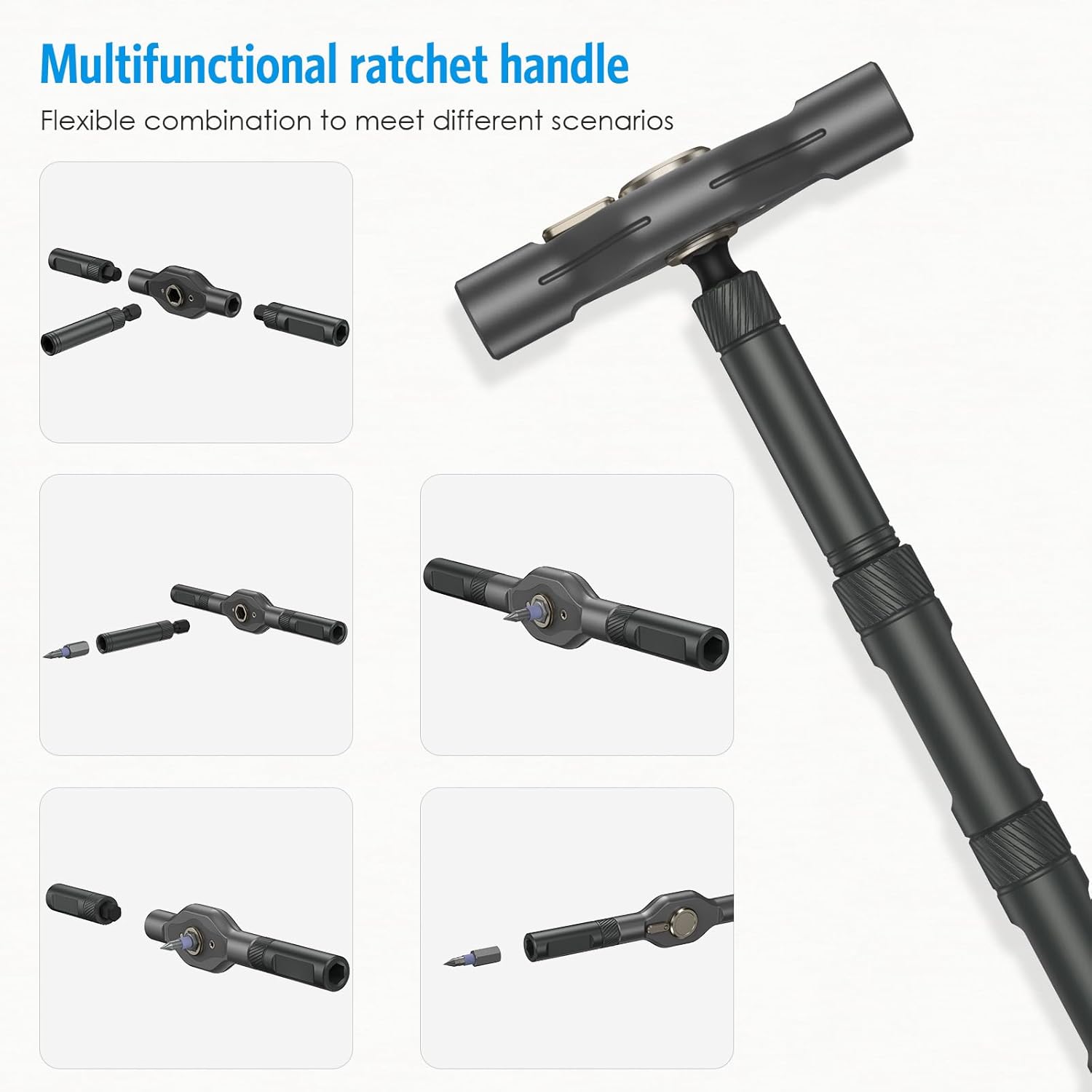 AMIR 42 in 1 Ratchet Screwdriver Kit with 40 PCS Magnetic Bits, Repair Screwdriver Set with Rotatable Ratchet Handle, Versatile Handle Screw Driver Set with Carry Case(Gray)