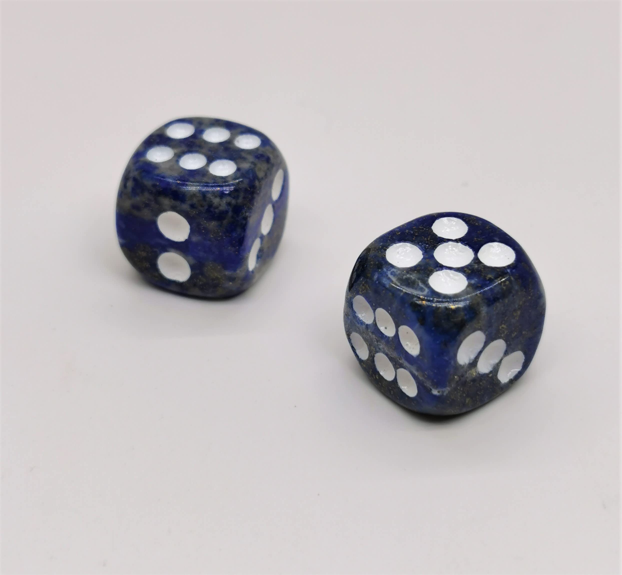 Natural Hand Carved Gemstone Dices, 15mm/0.59in, 6 Sided, Lapis Lazuli