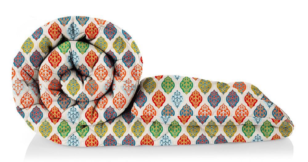 BSB HOME Snuggle Up 3.O Summer/All Season Printed Reversible Double Bed Glace Cotton Microfiber Comforter Blanket | Quilt |AC Dohar | Duvets – (120 GSM, Jaipuri Print Multicolour)