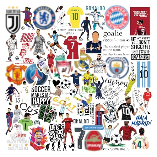 Image of CodersParadise Pack Of 65 Football Soccer Stickers For Laptop, Planner, Diary, Waterproof Residue Free, self adhesive