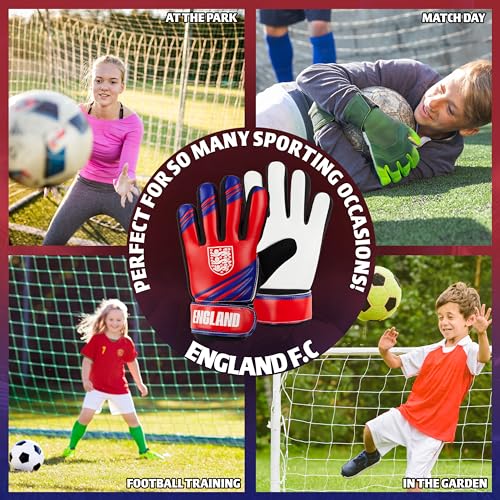 England FA Goalkeeper Gloves for Kids and Teenagers - Non Slip Padded Palms Size 5 or 7 - England Gifts for Boys (Size 7) - Image 4