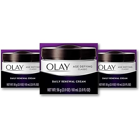 Olay Age Defying Classic Daily Renewal Cream, Face Moisturizer, 2.0 fl oz -Pack Of 3 (Packaging may Vary)