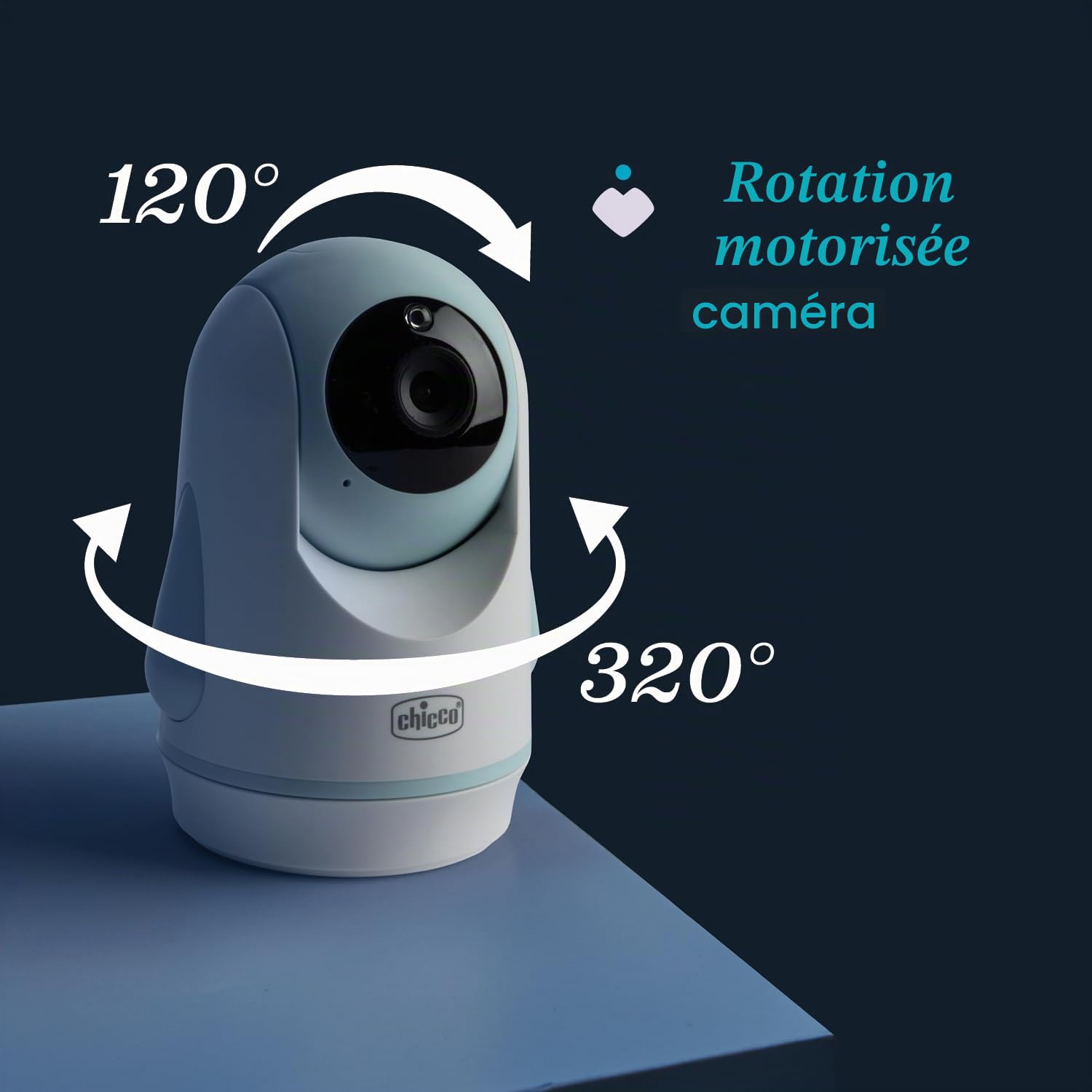 Chicco Baby Monitor Video Evolution, caméra rotative motorisée pour bébés et Enfants avec écran Couleur 5, portée 220 m, Vision Nocturne, thermomètre, Sons Blancs, Microphone et Haut-Parleur