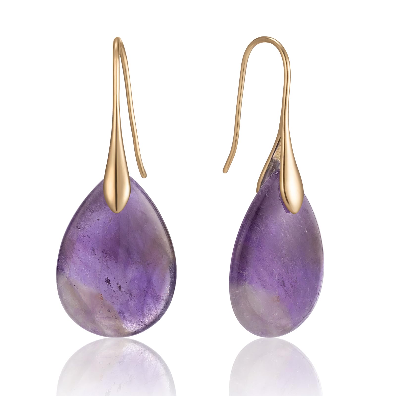 SELOVO Agate Teardrop Stone Grey Drop Earrings Fishhook Dangle Earrings for Women