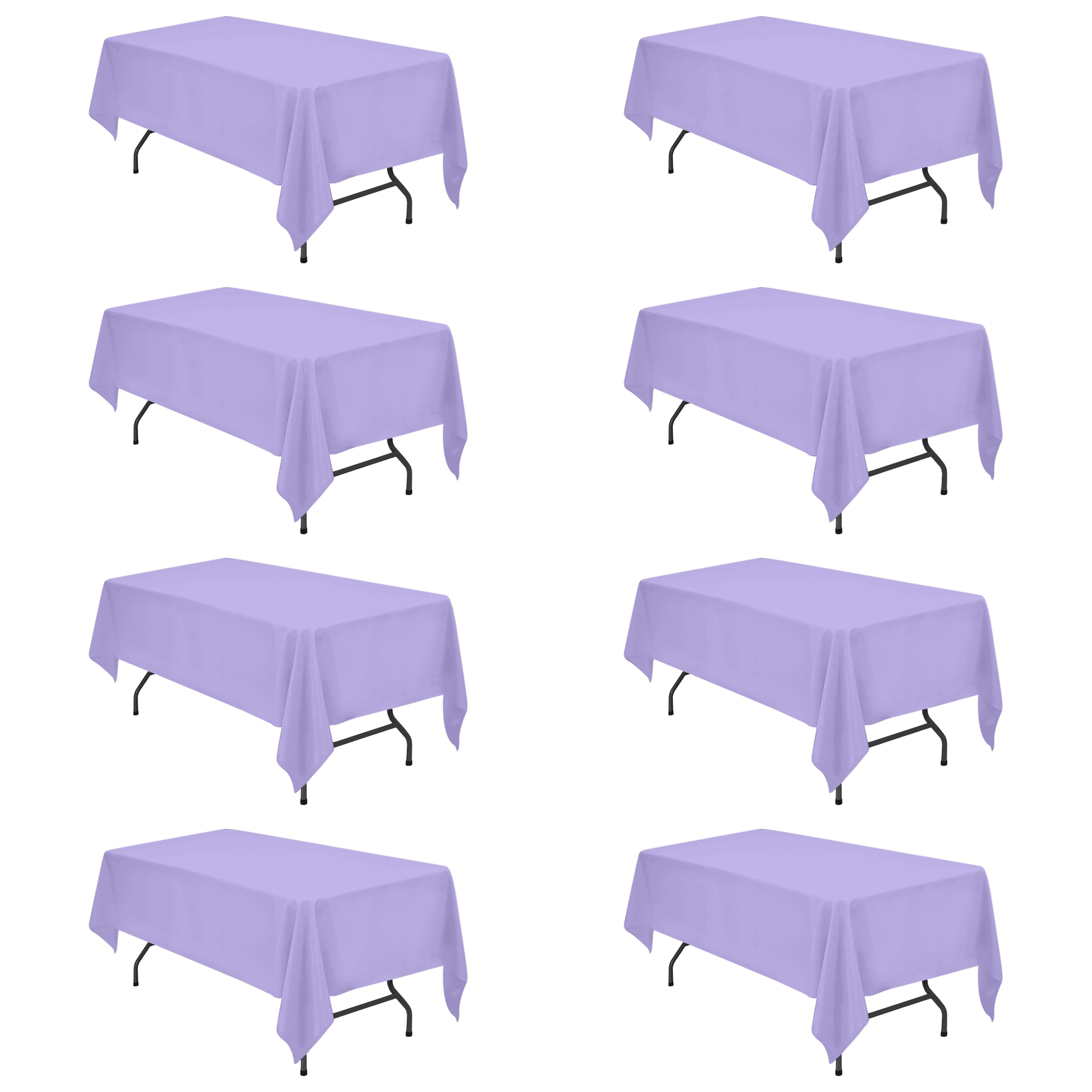 BRILLMAX 8 Pack Lavender Tablecloths 60x102 Inch for 6ft Rectangle Tables