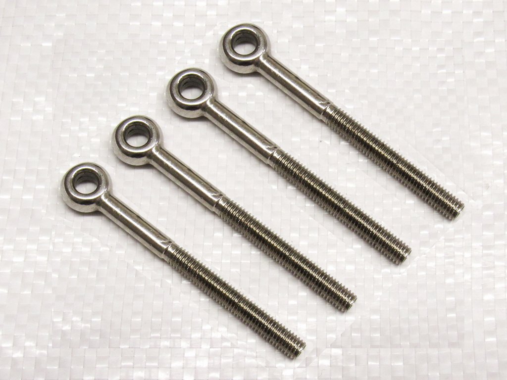 M5 Long Shank Eye Bolts Stainless Steel x4 (Metric Thread Rope Cable Marine Grade)