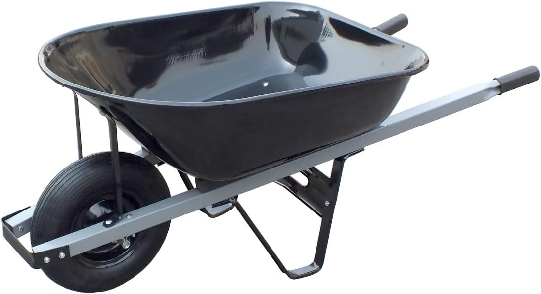 United General WH89693 Steel Tray Wheelbarrow, 6 Cubic-Feet, 20-Gallon