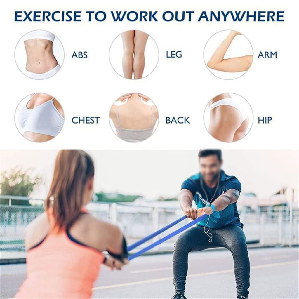 Banda de Resistencia Larga y Trenzada Ejercicio de Fitness la Banda elástica de tensión de tensión de Yoga Ayuda de Entrenamiento de la Banda Fitness Ayuda(Blue,White)