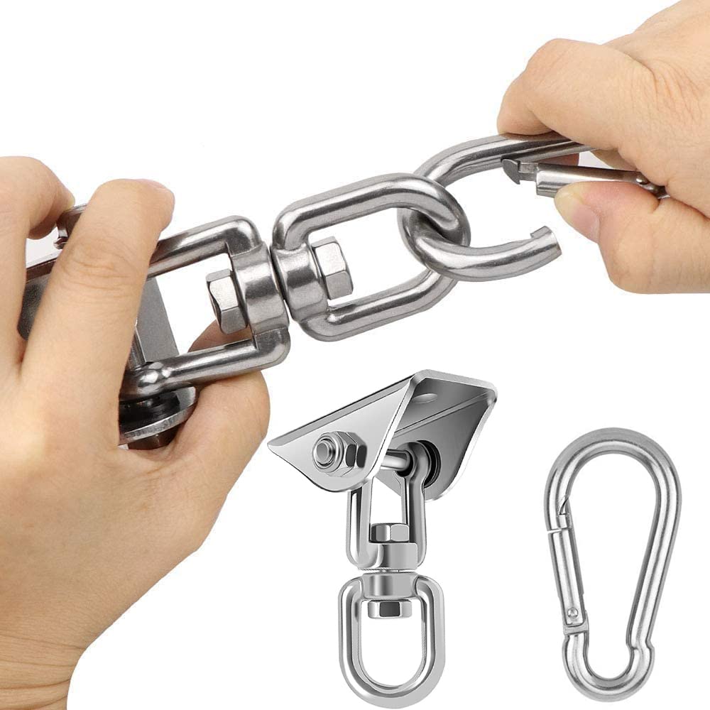 Ceiling Hook Hanging Chair Swing Suspension with Screw 450 kg Capacity Stainless Steel 360° Rotation for Hanging Chair Hammock Punch Bag Sling Trainer Yoga Towel Sun Sail Nest Swing (Pack of 2) - Image 3