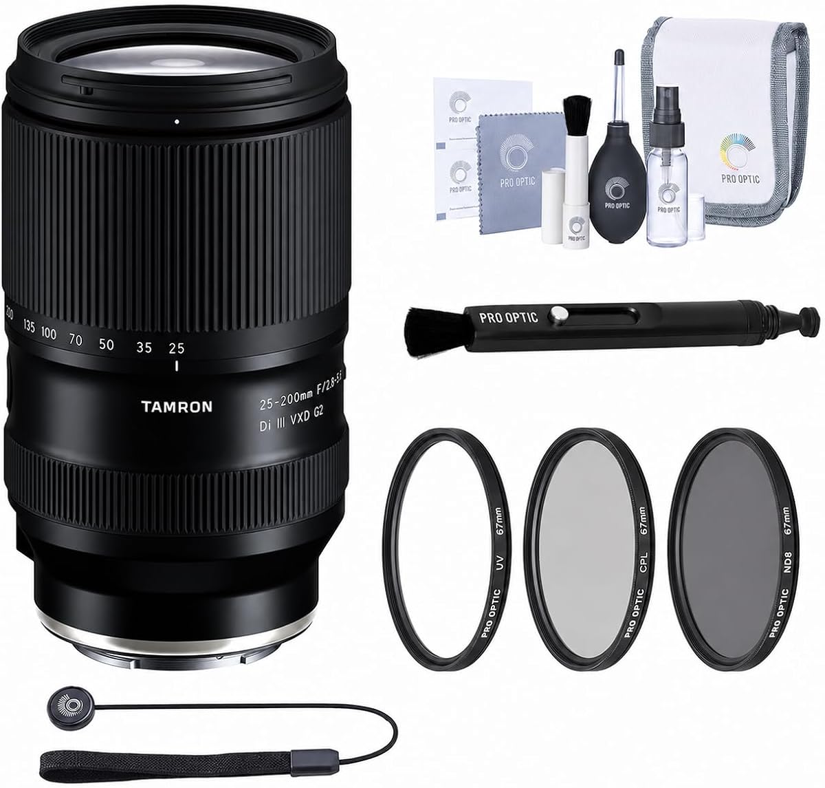 25-200mm f/2.8-5.6 Di III VXD G2 Zoom Lens for Sony E with UV/CPL/ND Filter Kit, Cleaning Kit, Lens Pen, Soft Case, Cap Tether & Tamron 6-Year Warranty