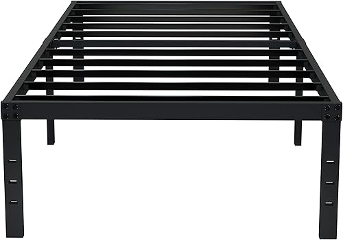 EMODA Marcos de cama de plataforma individual XL de 16 pulgadas no necesita somier marco de cama de metal resistente sin ruido fácil montaje negro