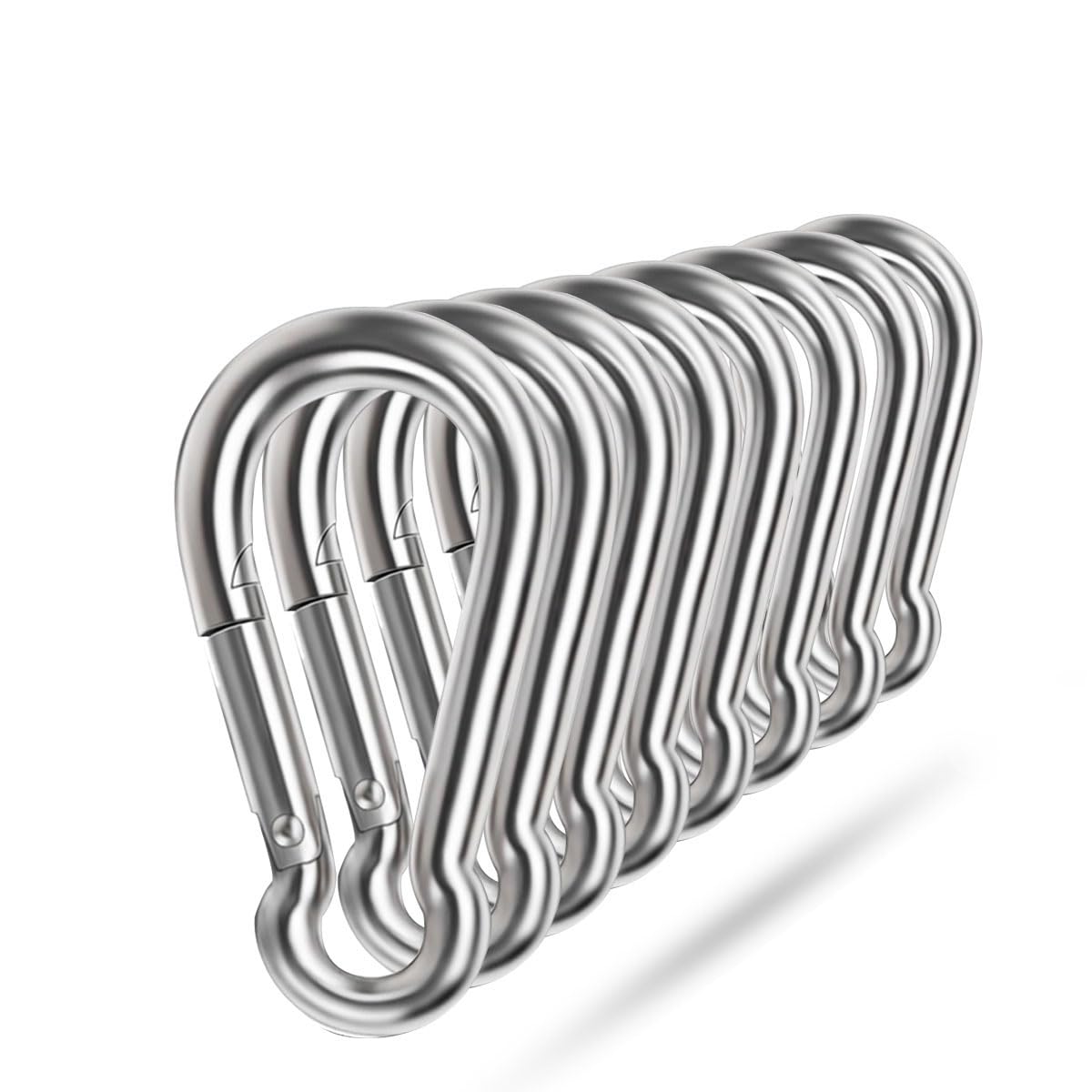 Ekunbuy Karabinerhaken aus 304 Edelstahl,federbelasteter Karabinerhaken,Carabiner,Federklammern, Feuerwehr-Karabiner, Schnalle, Seilverbinder für Camping, Wandern,Zughilfen