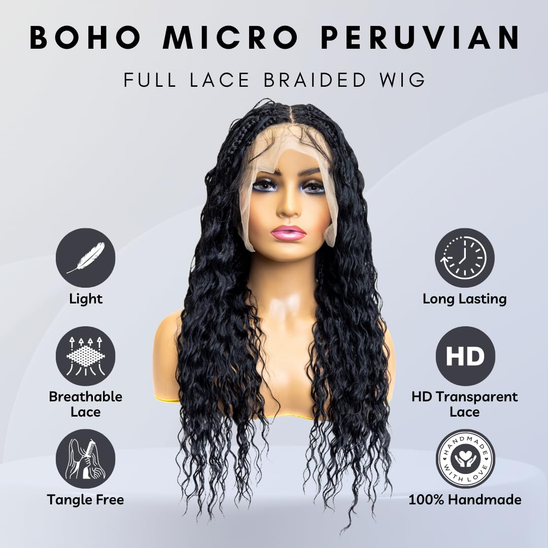 Amazon.com : PIB Full Lace Braid Wig - Micro Box Braided Wig  display picture 2