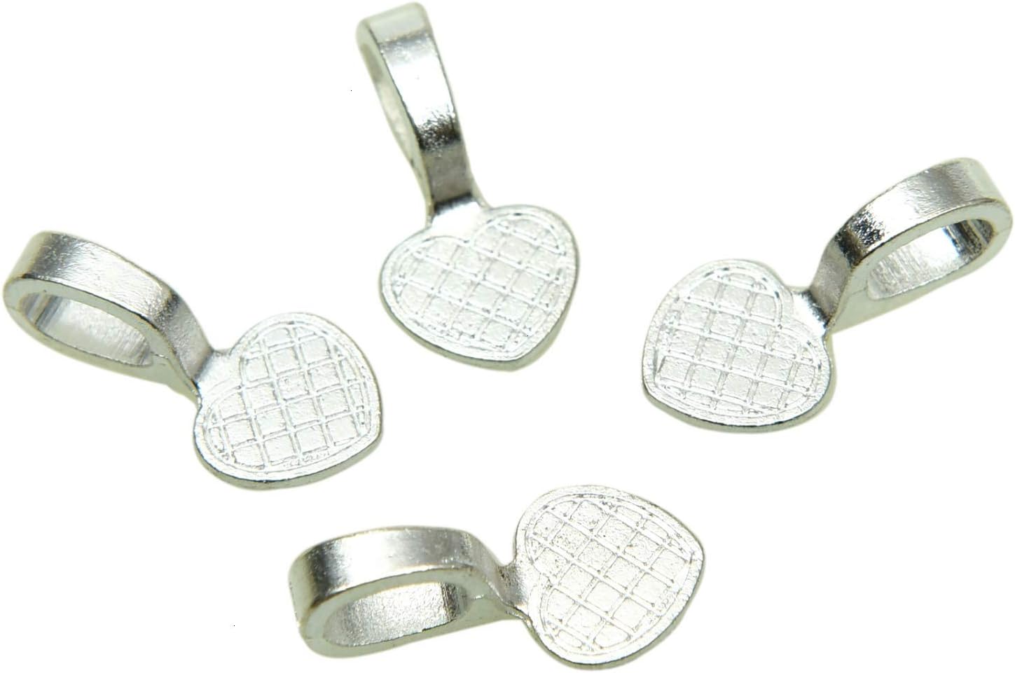 Monrocco 100 pcs Heart Bails Glue On Earring Bails for Fitting Glass Tiles Pendants for DIY Making