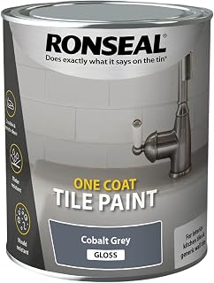 RONSEAL One Coat Watercolour Tile Paint Cobalt Gry Gls 750ml, Grey, RSLOCTPGG750