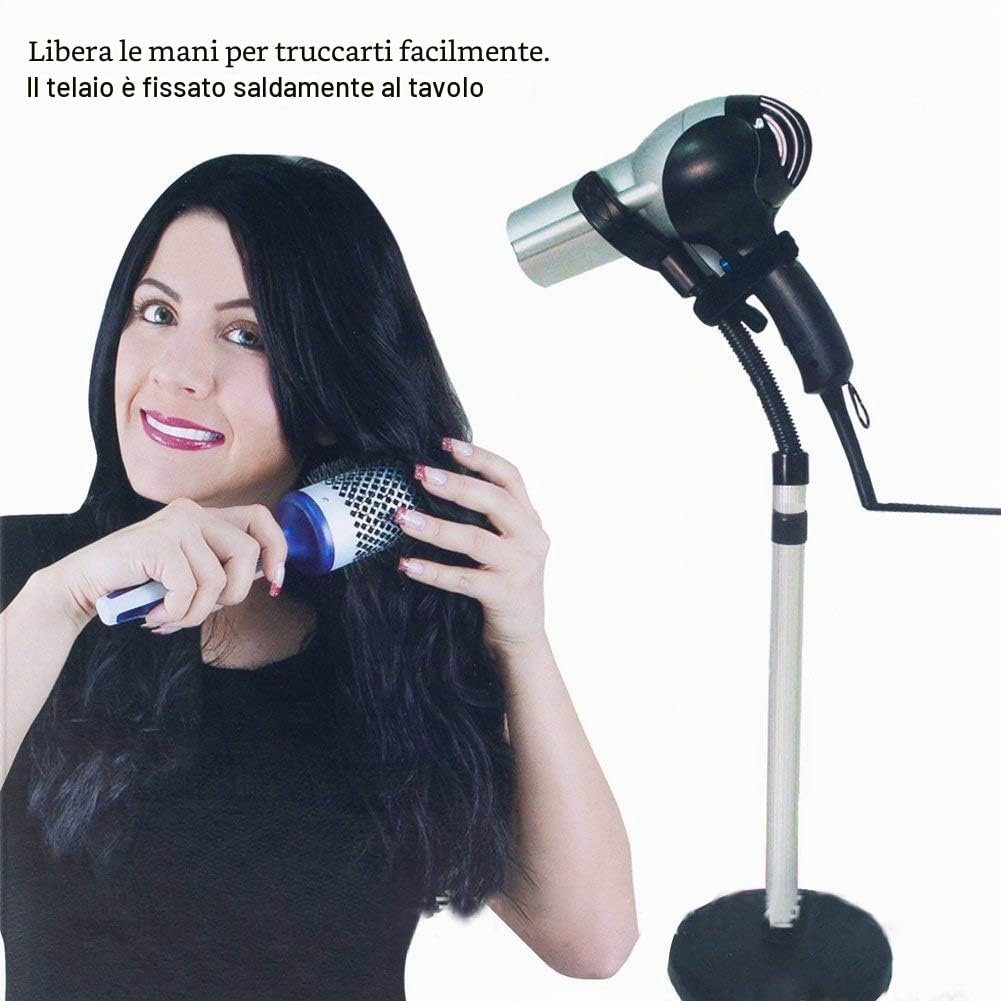 Ejoyous Porta Asciugacapelli, Piantana Porta Phon in Acciaio Inox, Regolabile in Altezza Supporto per Styling dei Capelli per Le Donne e Gli Animali Domestici 40 x 19 x 6 cm