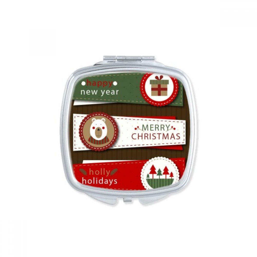 Miroir compact Noël cadeau mignon petit miroir de poche multicolore