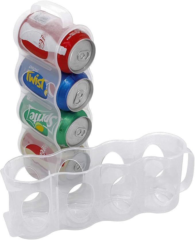 Portable Soda Can Organizer for Refrigerator Shelf, Beer Can Holder, Fridge Storage Sliding Rack, Clear Plastic 2 Pack