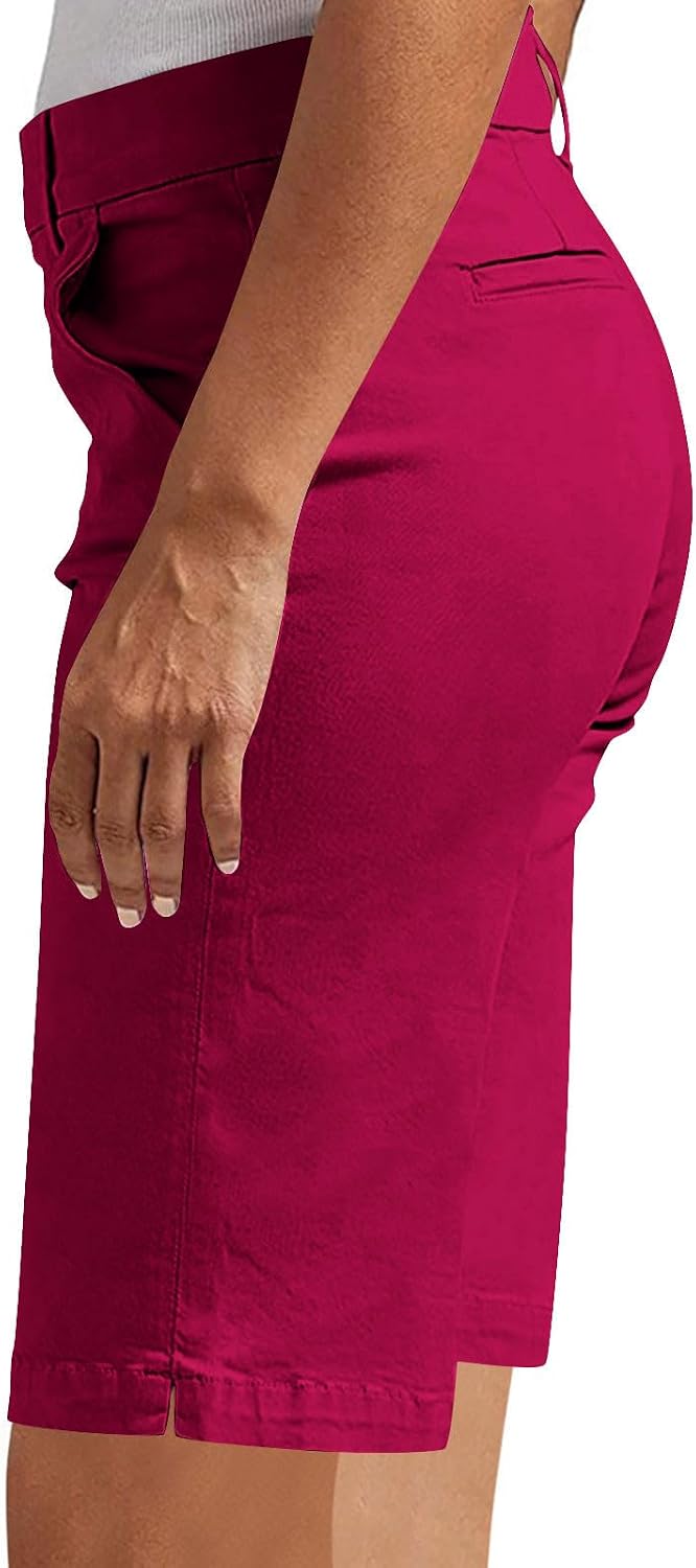 Bermuda Shorts for Women 2026 Casual Summer High Waisted Chino Shorts Solid Color Straight Leg Travel Vacation Outfit