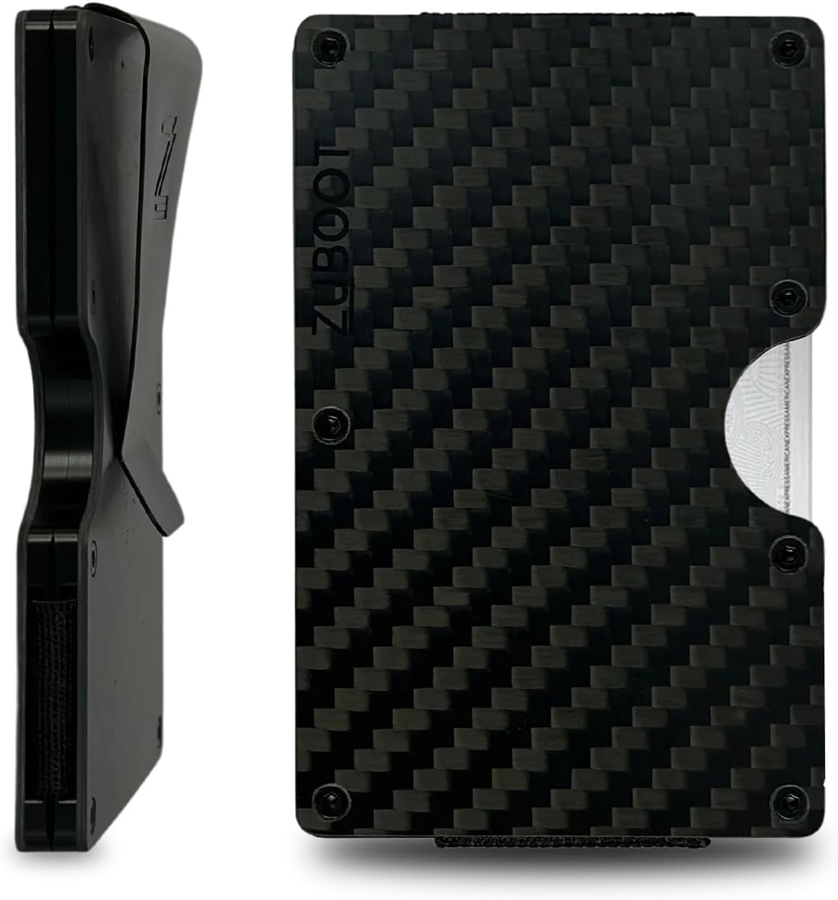 Carbon Fiber RFID Wallet for Men – Slim Minimalist Front Pocket Card Holder with Built-In Cash Clip – Lightweight, Durable, and Secure Everyday Wallet (Carbon Fiber Clip, Holds 16 Cards)