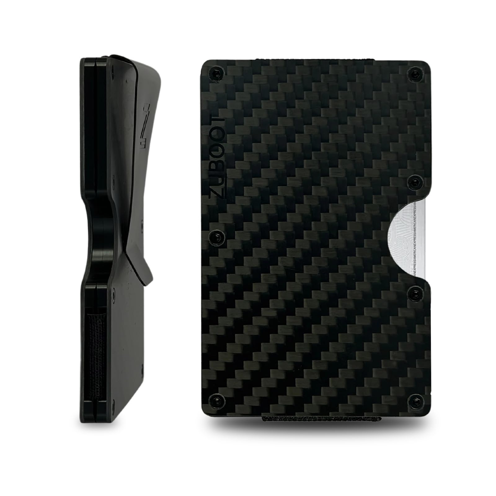 Carbon Fiber RFID Wallet for Men – Slim Minimalist Front Pocket Card Holder with Built-In Cash Clip – Lightweight, Durable, and Secure Everyday Wallet (Carbon Fiber Clip, Holds 16 Cards)