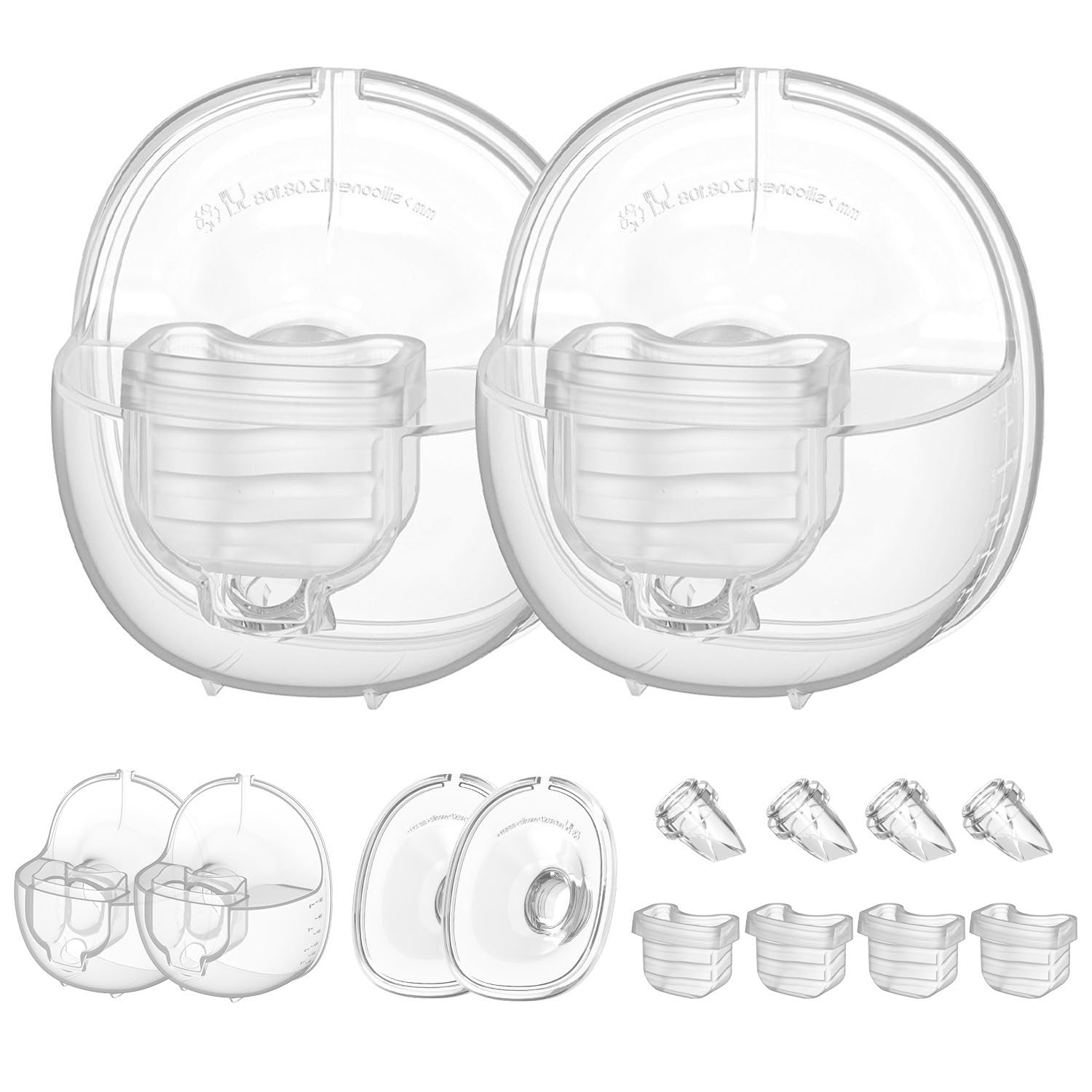 Wearable Breast Pump Parts Compatible with MomMed S21 S18 Wearable Breast Pump, Include Duckbill Valves, Silicone Diaphragm, 24mm Flange, Milk Collector Cup, 2 Sets