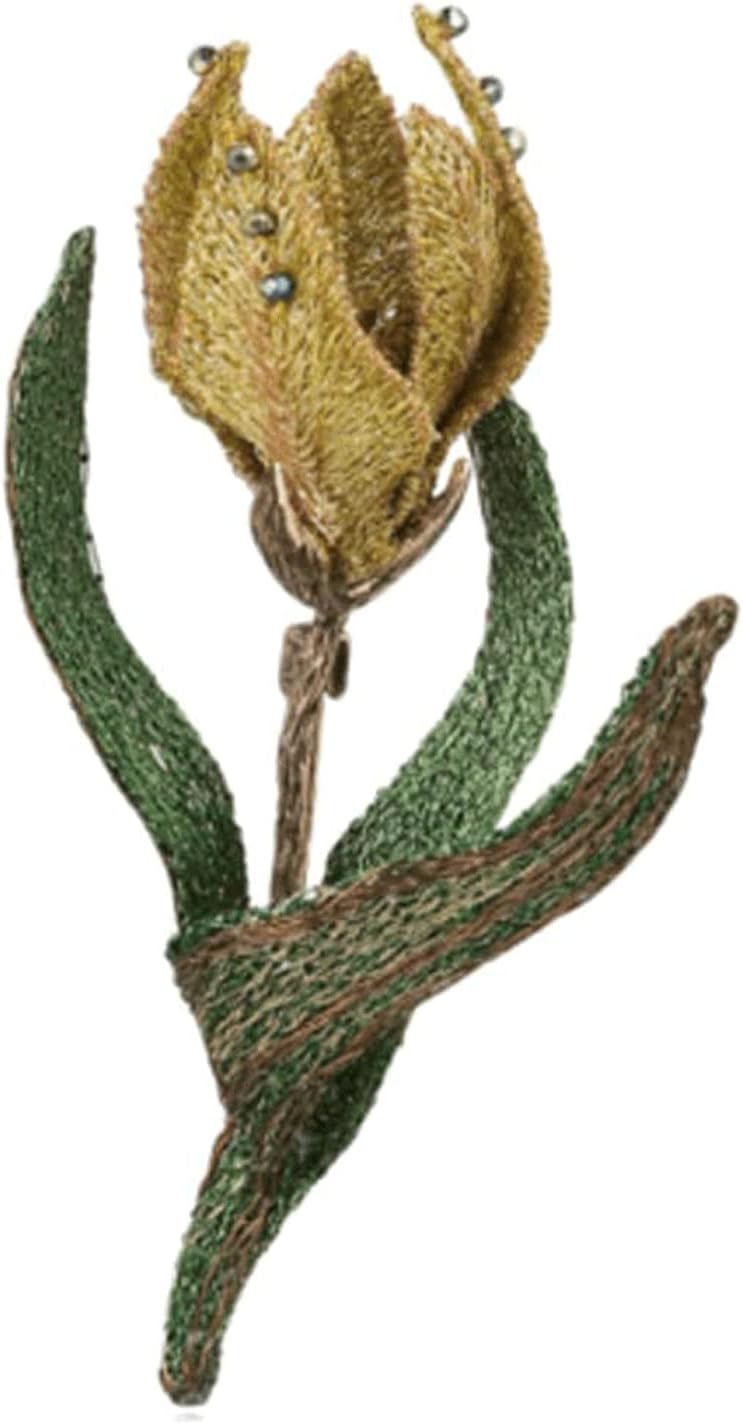 LIOONS Brooch Tulip Brooches Accessories Lapel Pin Hand Woven Polyester Collar Clips Collar Pin Art Breastpins Girls Collar Clip
