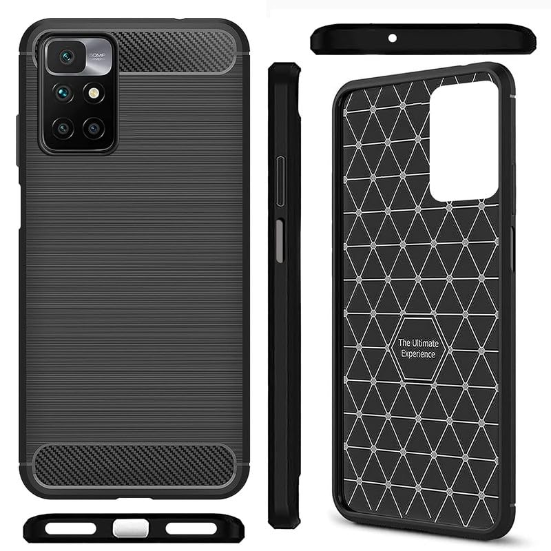 Image of Hybrid Carbon Fiber Back Case for Mi Redmi 10 Prime (Black)