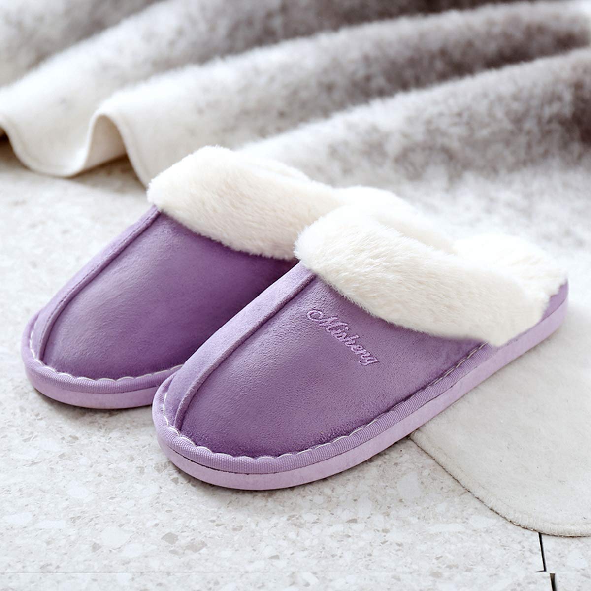 Inverno Pantofole Scamosciate da Donna Morbido Antiscivolo Scarpe Caldo Peluche Uomo Accogliente Memoria Schiuma Pantofole da Casa 34-45EU