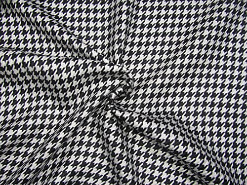Premium Black and White Houndstooth Woolen Fabric - 58" Wide by the Yard for Tailored Elegance