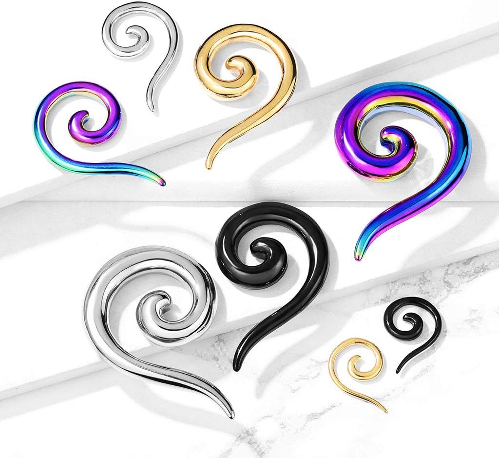 Covet Jewelry 316L Surgical Steel Spiral Tapers