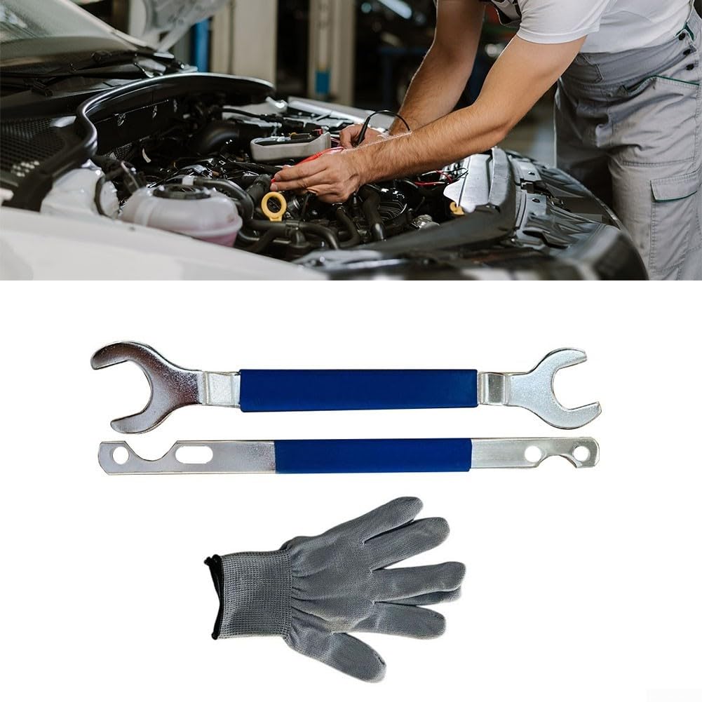 Kit de herramientas de extracción de embrague de ventilador incluye llaves de 32 mm y 36 mm con barra de sujeción de polea para vehículos BMW
