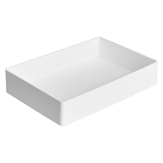 Amazon Basics Rectangular Plastic Desk Organizer, Accessory Tray, 9.4 x 6.7 x 2 in, White