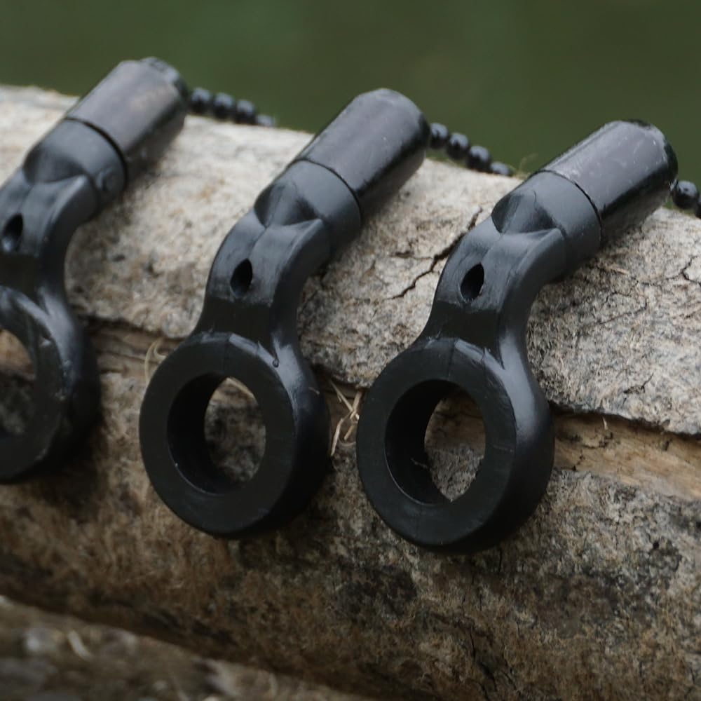 Hirisi Tackle Bobbins Swinger Drop Off - Chaîne en laiton pour alarme de pêche à la carpe - Chaîne noire - Clip de cordon réglable