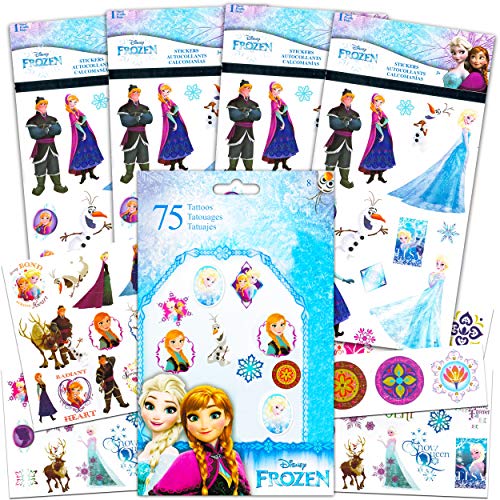 Disney Frozen Party Supplies Bundle with Frozen Stickers and Frozen Temporary Tattoos - Includes 100 Disney Frozen Stickers and 75 Disney Frozen Tattoos (Frozen Party Bags for Kids)