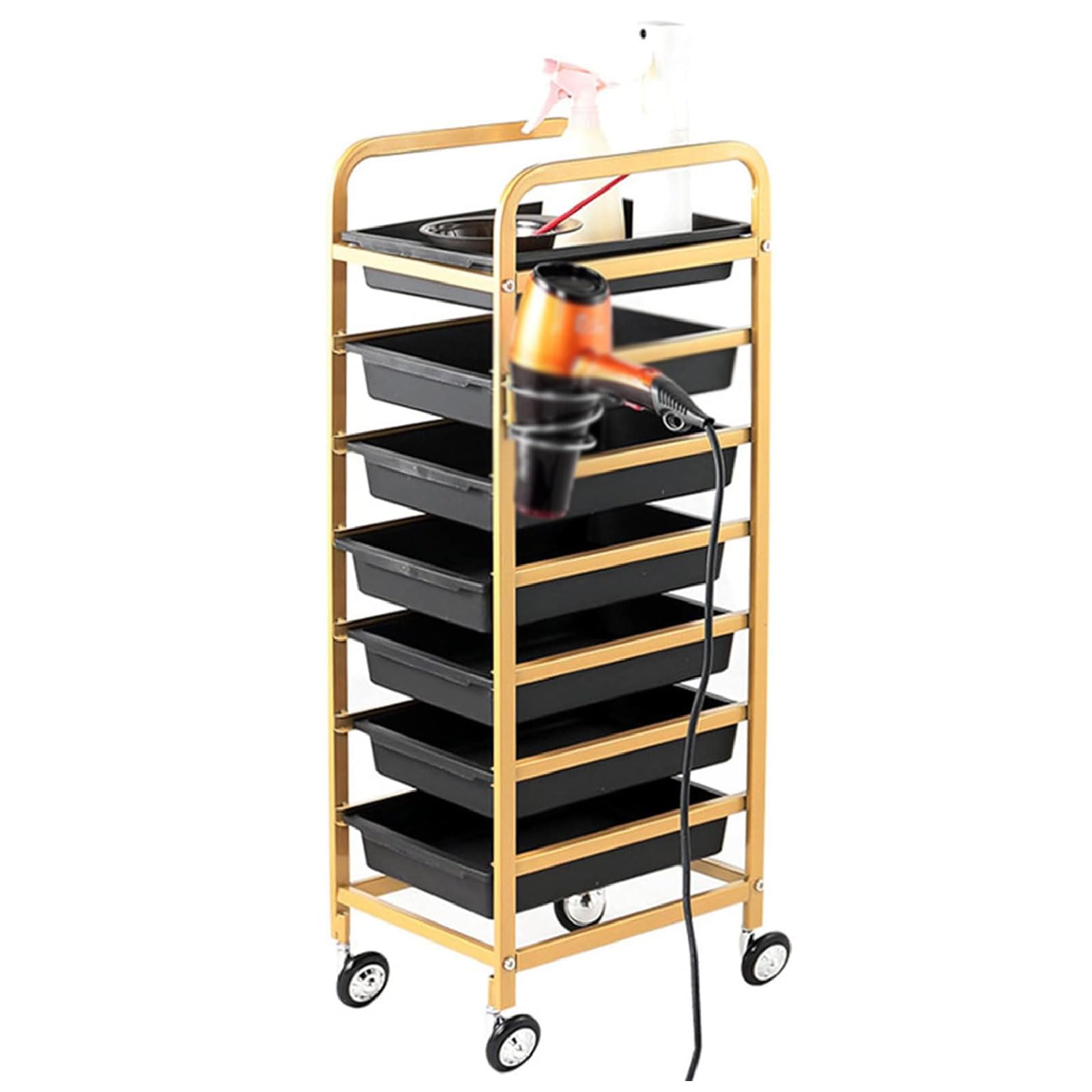 Salon Service Tray 6 Tiers Salon Beauty Trolley Cart Storage Cart Organizer with 6 Drawer and Wheels SPA Utility Carts Space Saving Salon Cart Tattoo Tray Cart Storage Utility Cart