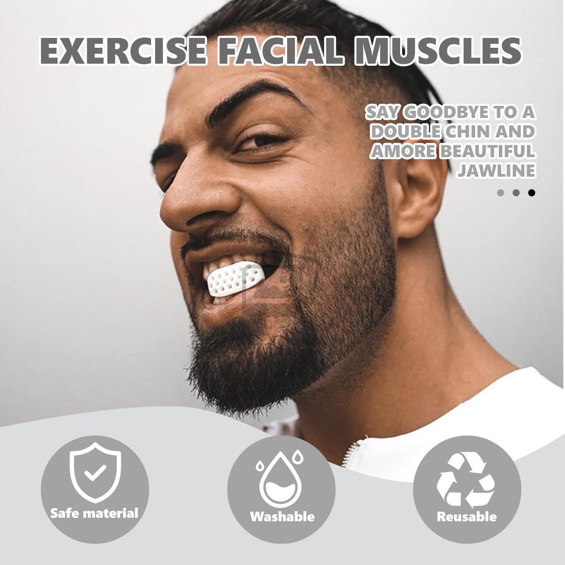Exerciser Set di 4 Mascella Allenatore Esercizi, Jaw Liner Trainer, Silicone Jaw Exerciser per Uomini e Donne, Jawline Trainer Dispositivo di Rinforzo del Collo Collo Viso Strumento di Masticazione