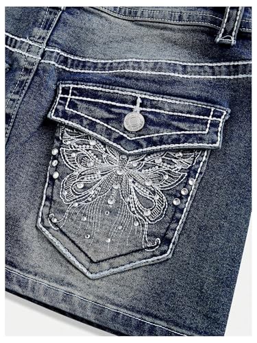 Floerns Women's Y2k Butterfly Denim Skirts Low Waist Stretch Bodycon Mini Skirt4